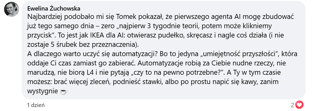 Komentarz uczestnika webinaru