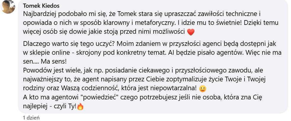 Komentarz uczestnika webinaru