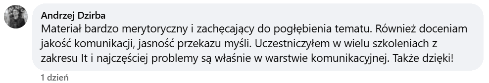 Komentarz uczestnika webinaru