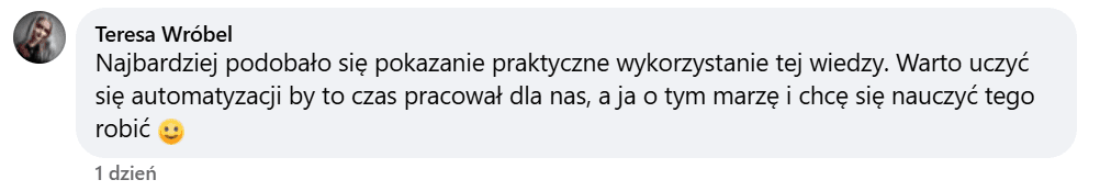 Komentarz uczestnika webinaru