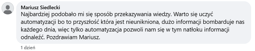 Komentarz uczestnika webinaru