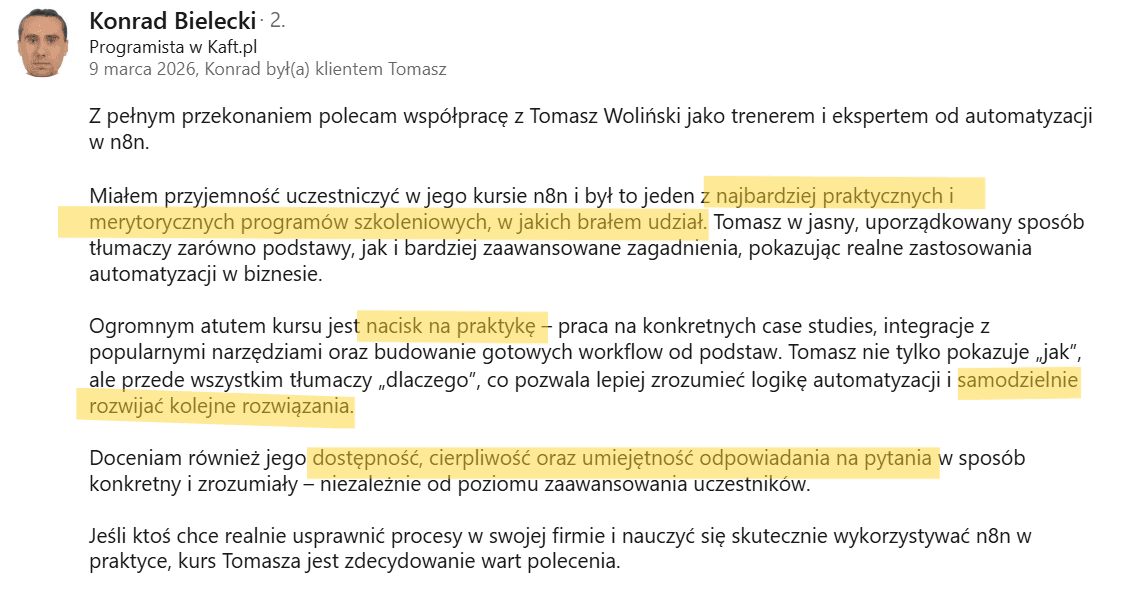 Opinia Konrada o szkoleniu z agentów AI