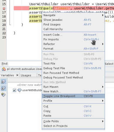 Netbeans jak dodać breakpoint