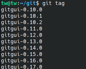 Git listing tags
