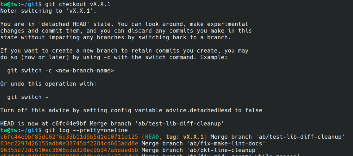 Git checkout tag