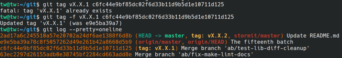 Git tag – force