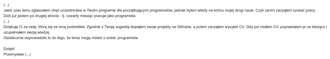 Mówić o sobie programista