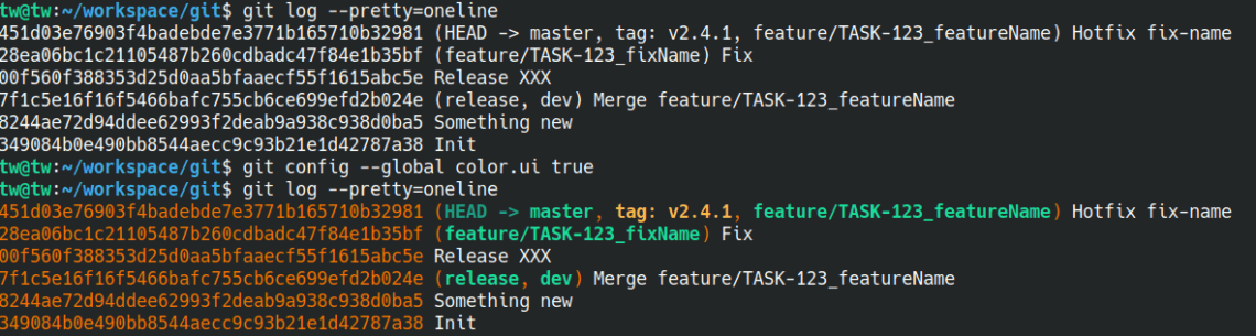 Git config color