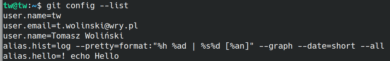 Git config list