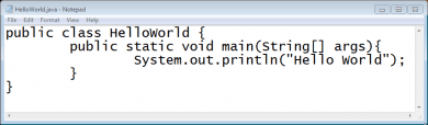 Kod pierwszego programu Java