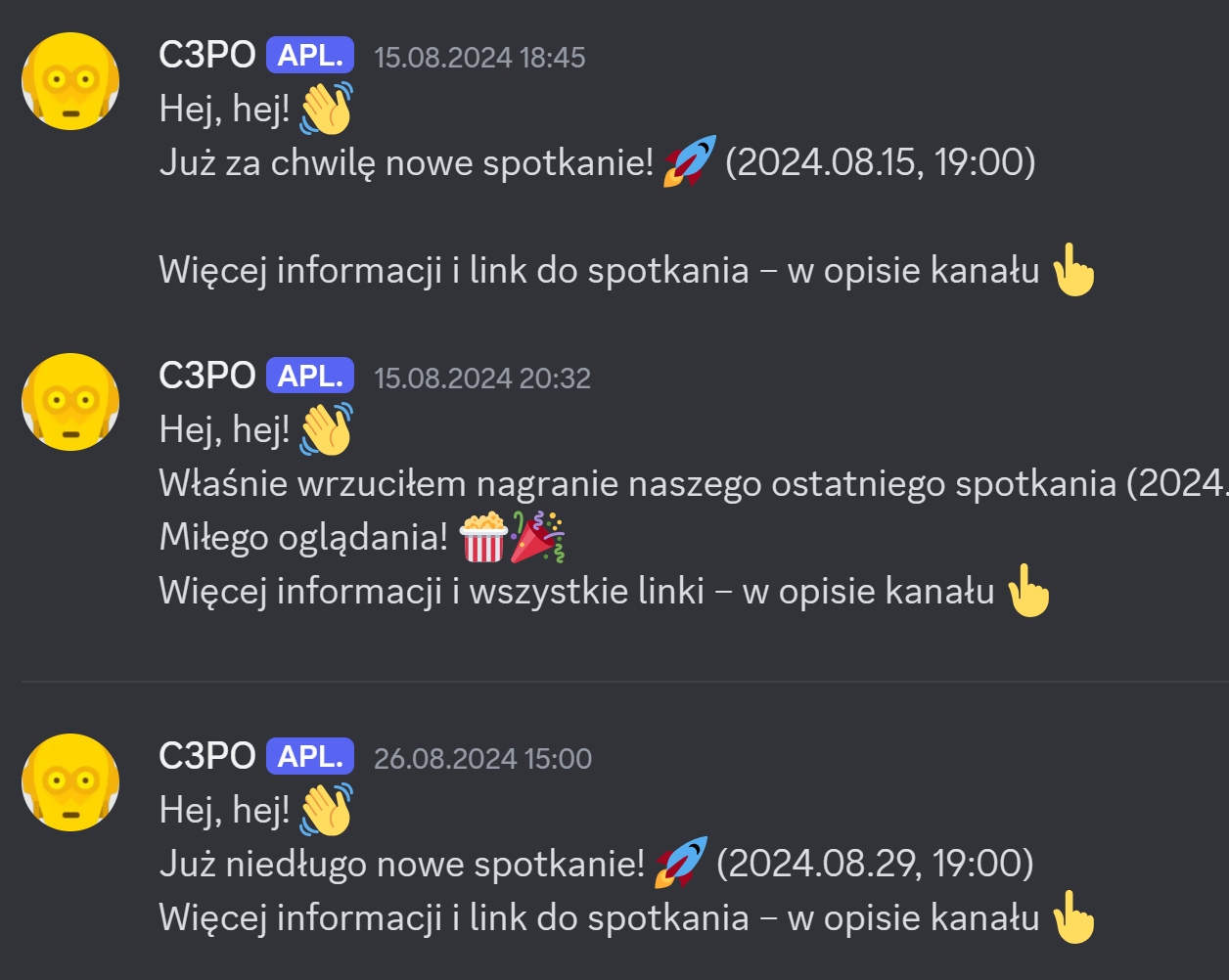 AI, spotkanie, powiadomienia