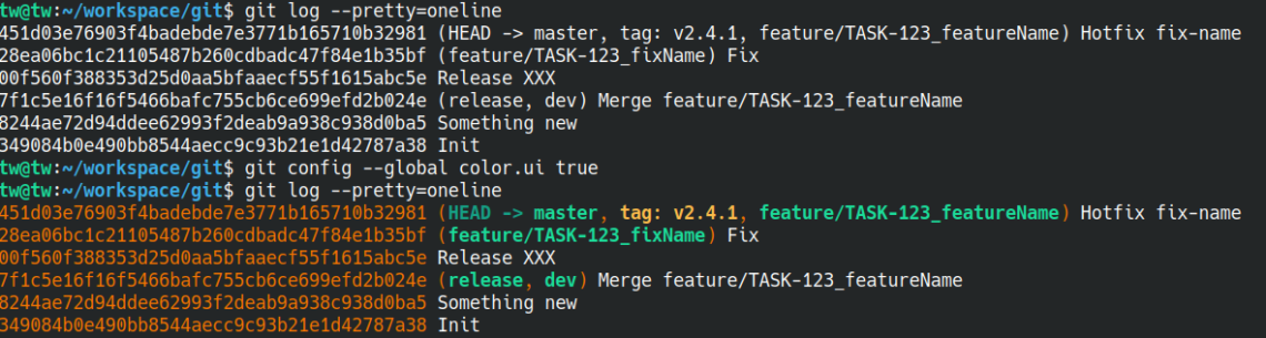 Git config color