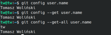 Git config list get