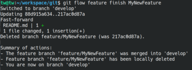 Git flow feature finish