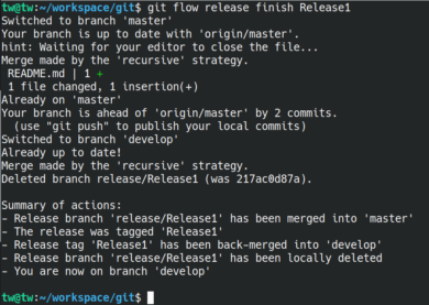 Git flow release finish