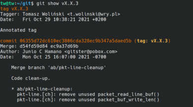 Git show annotated tag