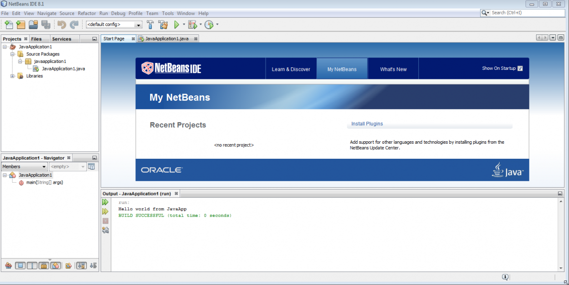 Ekran powitalny Netbeans IDE