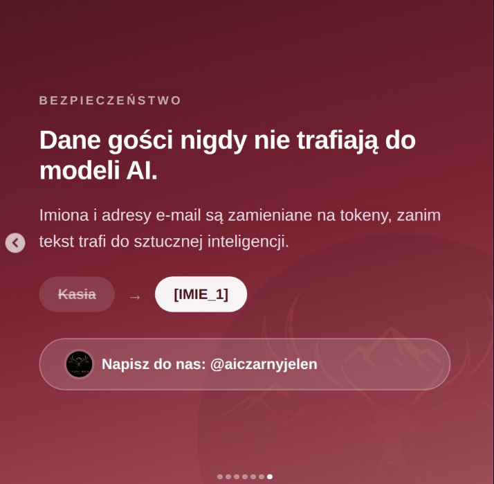 Imiona i adresy e-mail gości zamieniane na tokeny, zanim tekst trafi do modelu AI