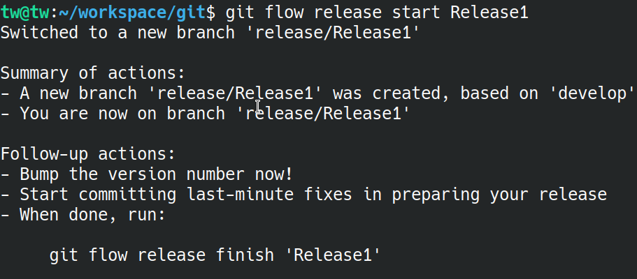 Git flow release start